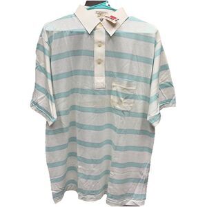 Vtg 80s Christian Dior Polo Shirt Size XL Pastel Green Blue White Stripes